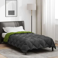 vidaXL Winter Dekbed Groen en Antraciet 135 x 200 cm Microfiber