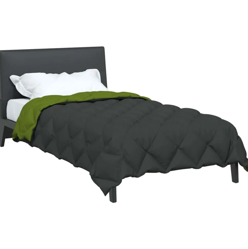 vidaXL Winter Dekbed Groen en Antraciet 135 x 200 cm Microfiber
