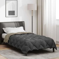 vidaXL Winter Dekbed Lichtgrijs en Antraciet 135 x 200 cm Microfiber