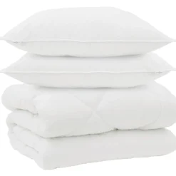 vidaXL Winter Dekbed met kussen 3 pcs Wit Microvezel
