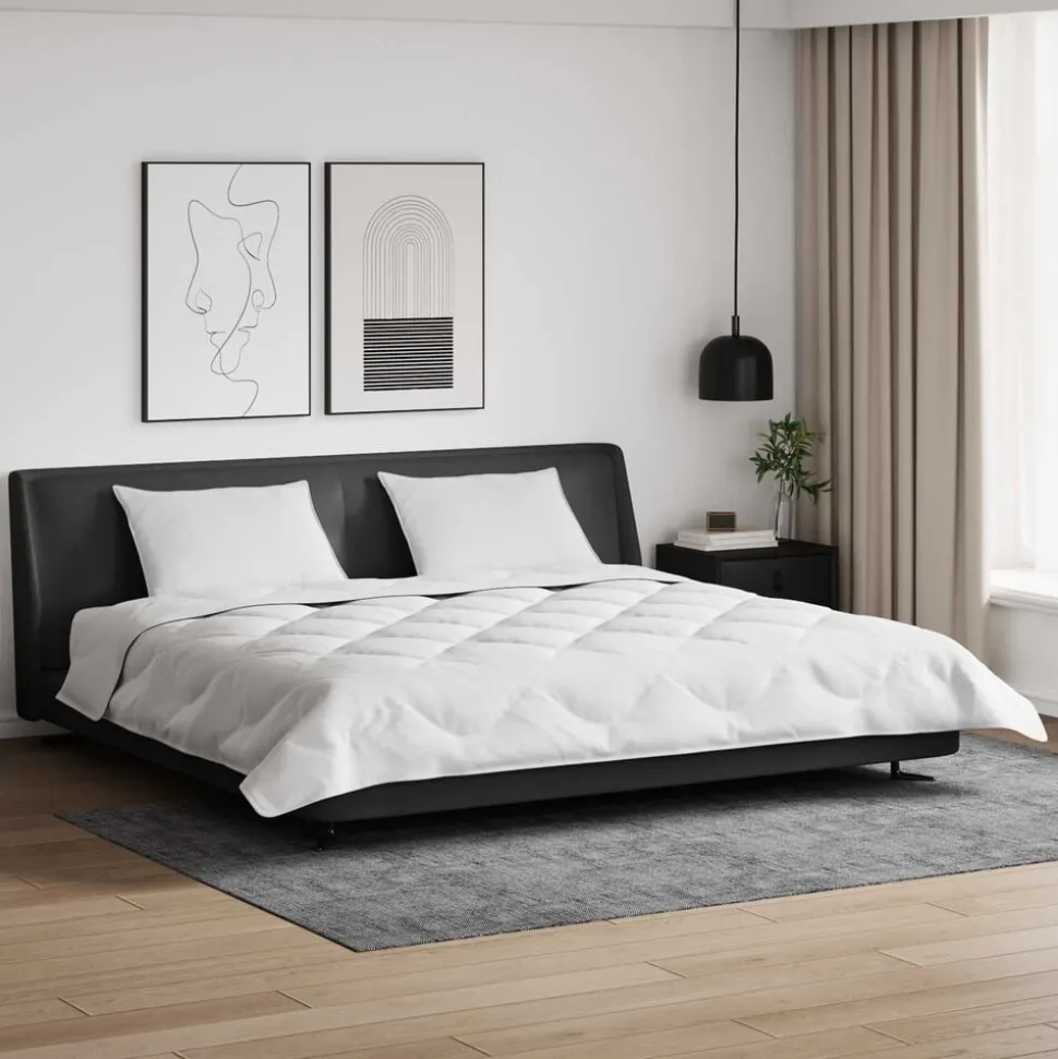 vidaXL Winter Dekbed met kussen 3 pcs Wit Microvezel