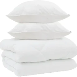 vidaXL Winter Dekbed met kussen 3 pcs Wit Microvezel