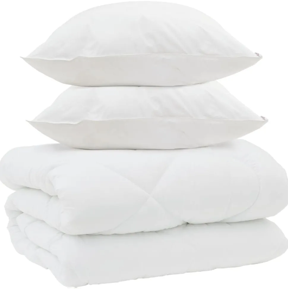 vidaXL Winter Dekbed met kussen 3 pcs Wit Microvezel
