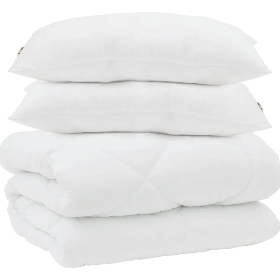 vidaXL Winter Dekbed met kussen 3 pcs Wit Microvezel