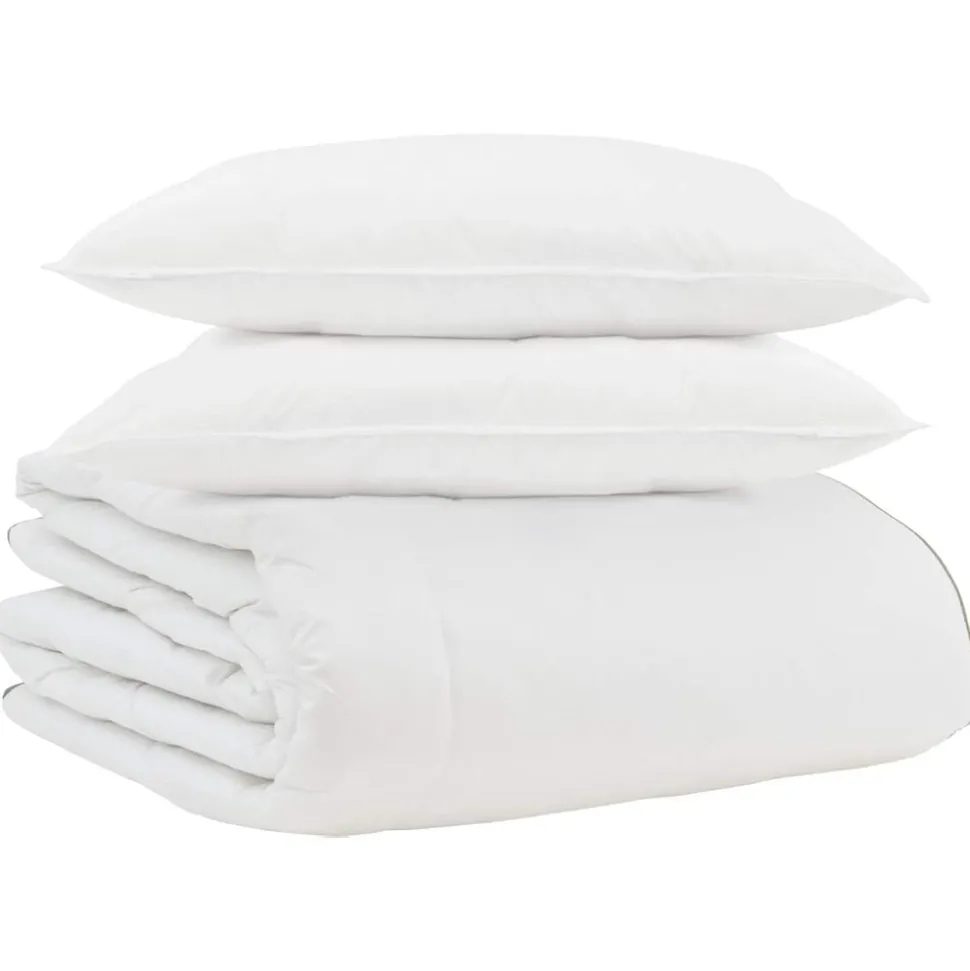 vidaXL Winter Dekbed met kussen 3 pcs Wit Donsveertjes