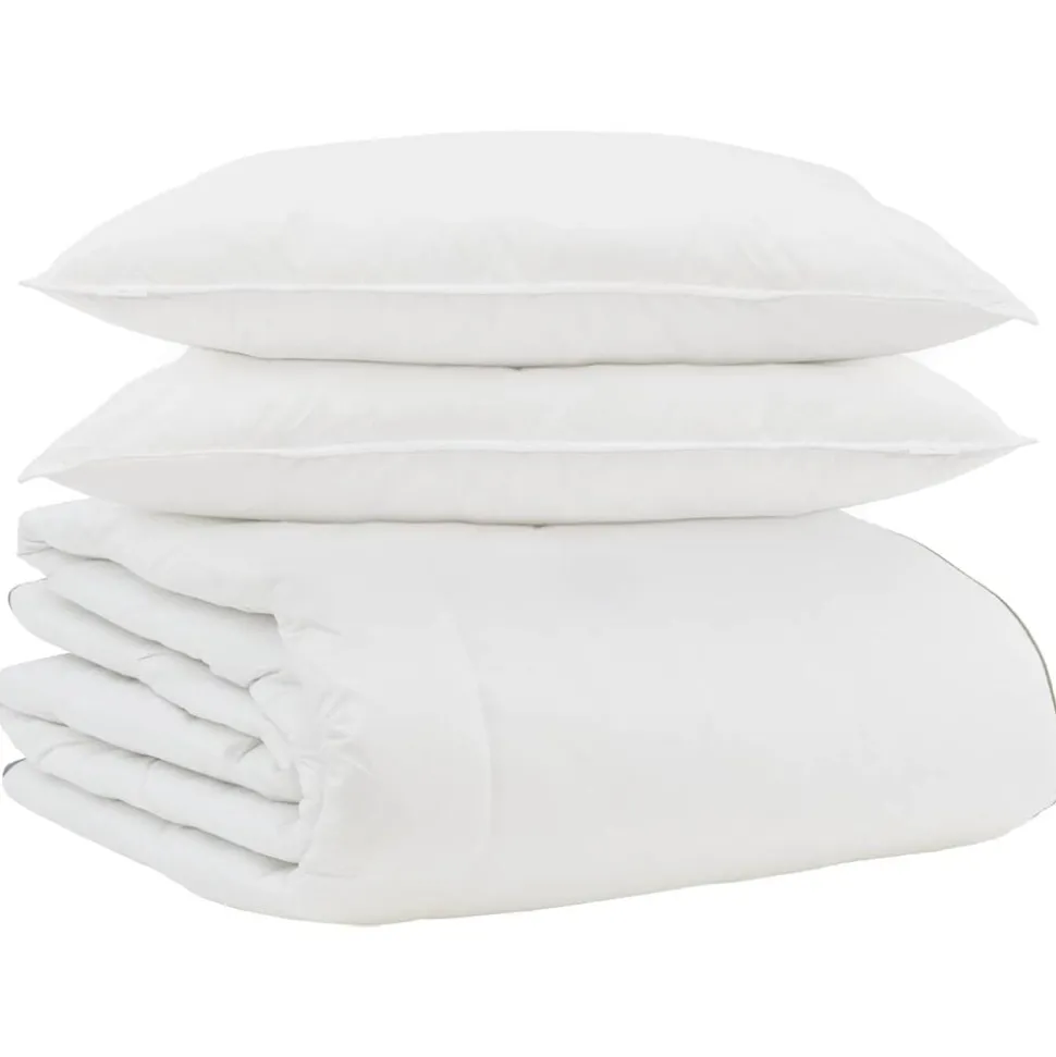 vidaXL Winter Dekbed met kussen 3 pcs Wit Donsveertjes