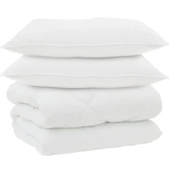 vidaXL Winter Dekbed met kussen 3 pcs Wit Microvezel