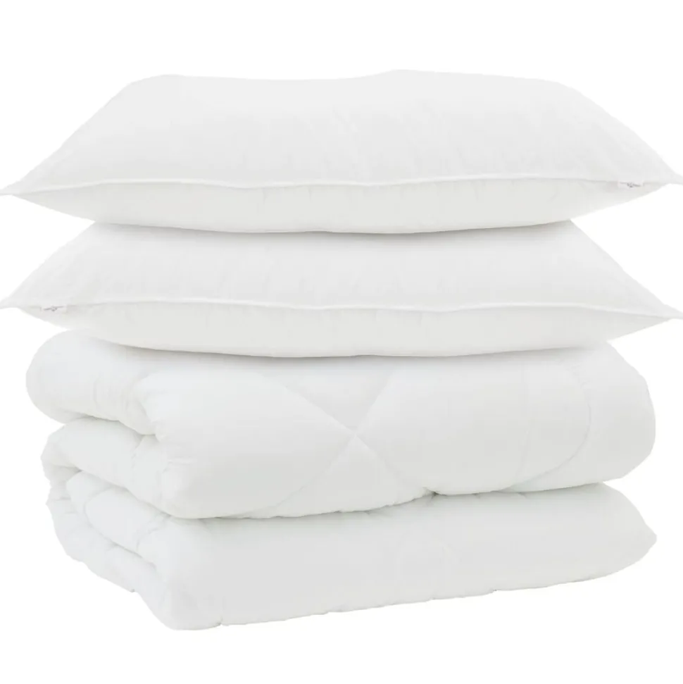 vidaXL Winter Dekbed met kussen 3 pcs Wit Microvezel