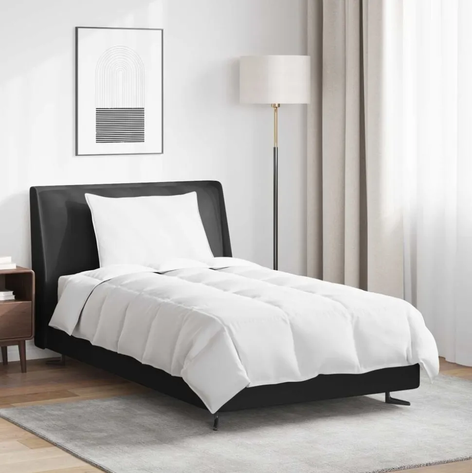 vidaXL Winter Dekbed met kussen 2 pcs Wit Donsveertjes