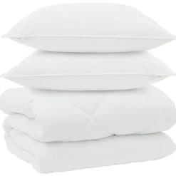 vidaXL Winter Dekbed met kussen 3 pcs Wit Microvezel