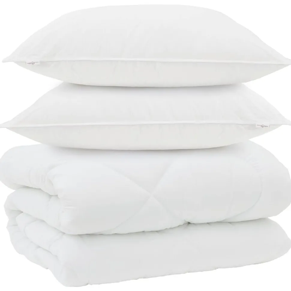vidaXL Winter Dekbed met kussen 3 pcs Wit Microvezel