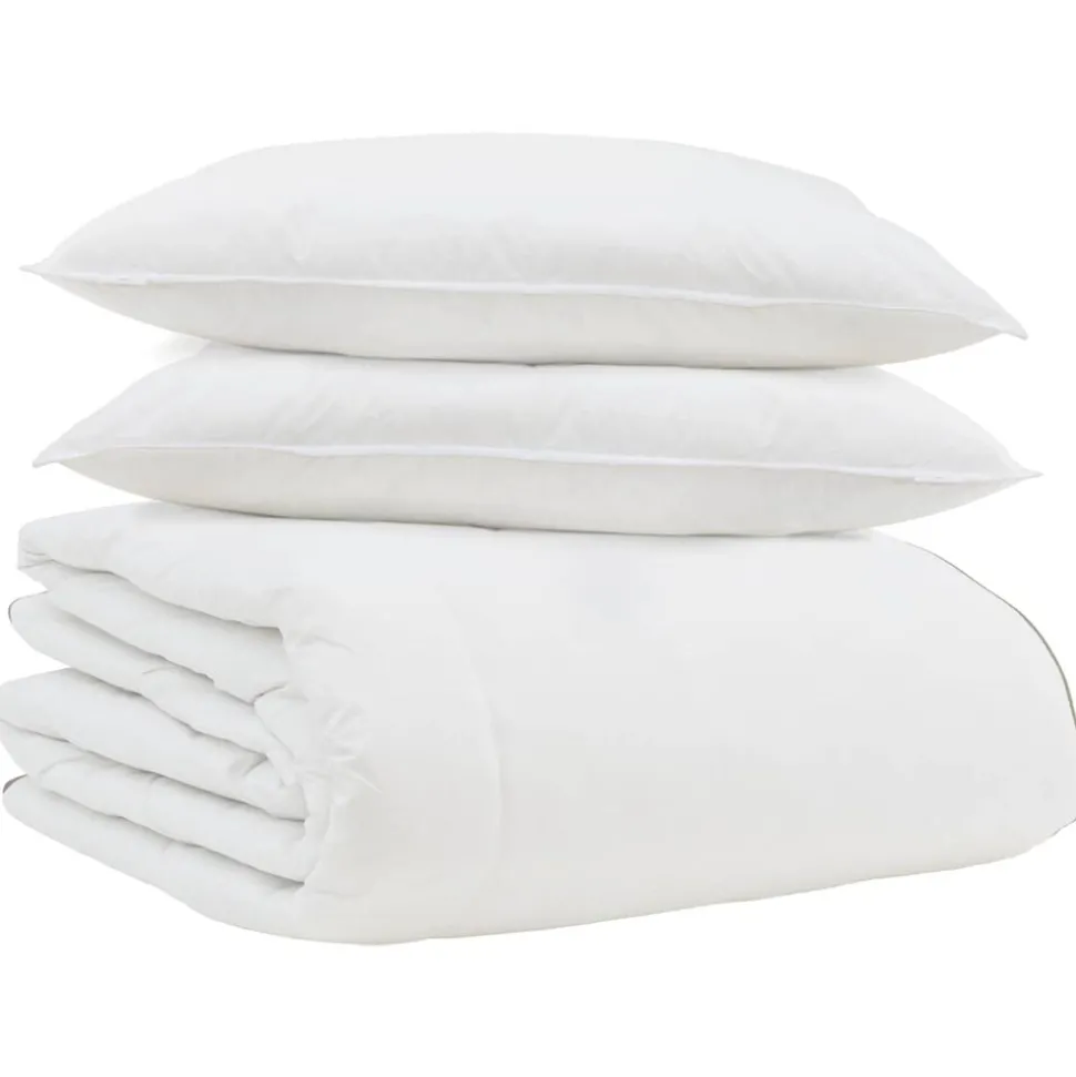 vidaXL Winter Dekbed met kussen 3 pcs Wit Donsveertjes