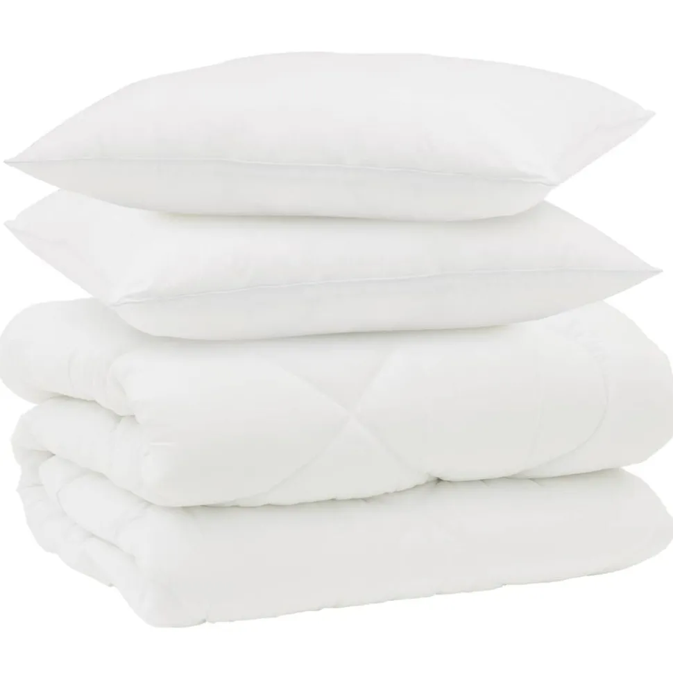 vidaXL Winter Dekbed met kussen 3 pcs Wit Microvezel