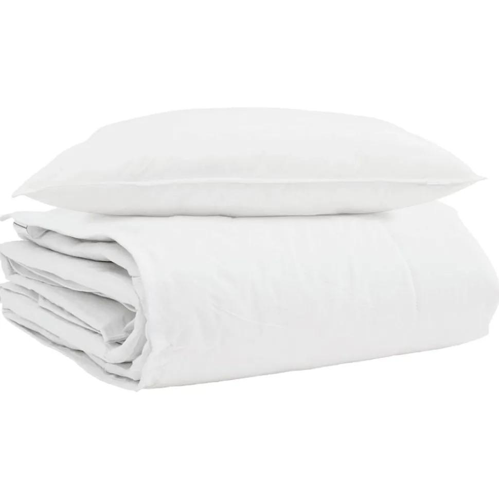 vidaXL Winter Dekbed met kussen 2 pcs Wit Donsveertjes