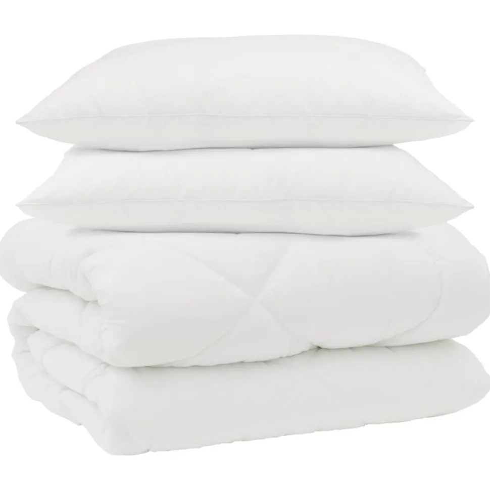 vidaXL Winter Dekbed met kussen 3 pcs Wit Microvezel