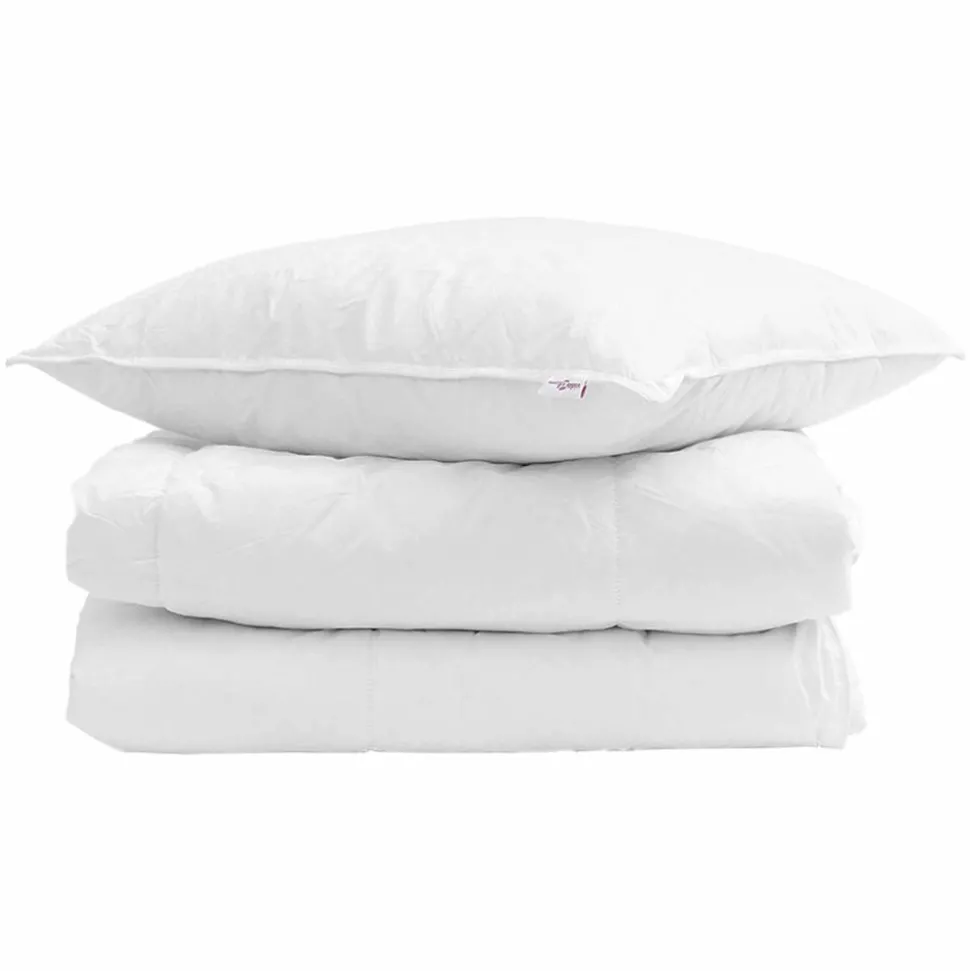 vidaXL Winter Dekbed met kussen 2 pcs Wit Donsveertjes