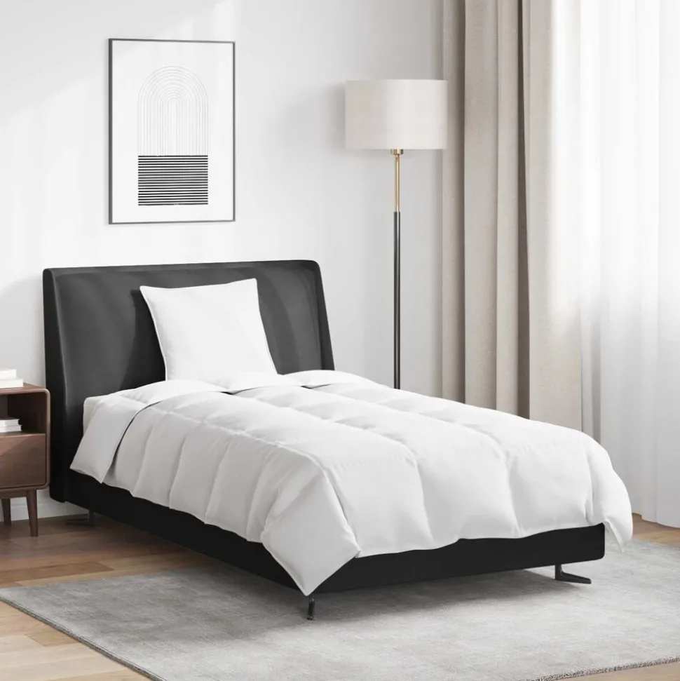vidaXL Winter Dekbed met kussen 2 pcs Wit Donsveertjes