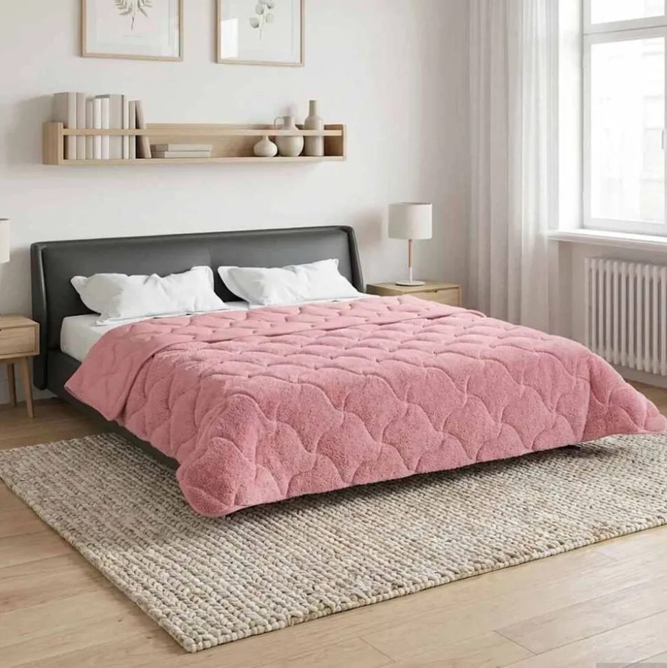vidaXL Winter Dekbed Roze 220 x 240 cm Microfiber en Teddy fleece
