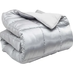 vidaXL Winter Dekbed Zilver 135 x 200 cm Satijn en Microfiber