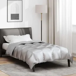 vidaXL Winter Dekbed Zilver 135 x 200 cm Satijn en Microfiber