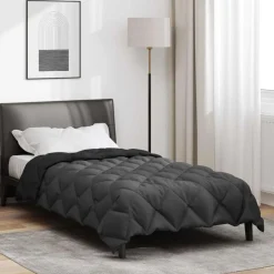 vidaXL Winter Dekbed Zwart en Anthraciet 135 x 200 cm Microfiber