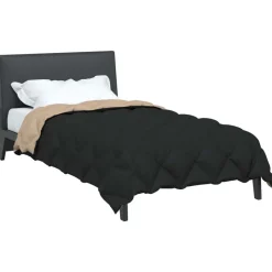 vidaXL Winter Dekbed Zwart en Taupe 135 x 200 cm Microfiber