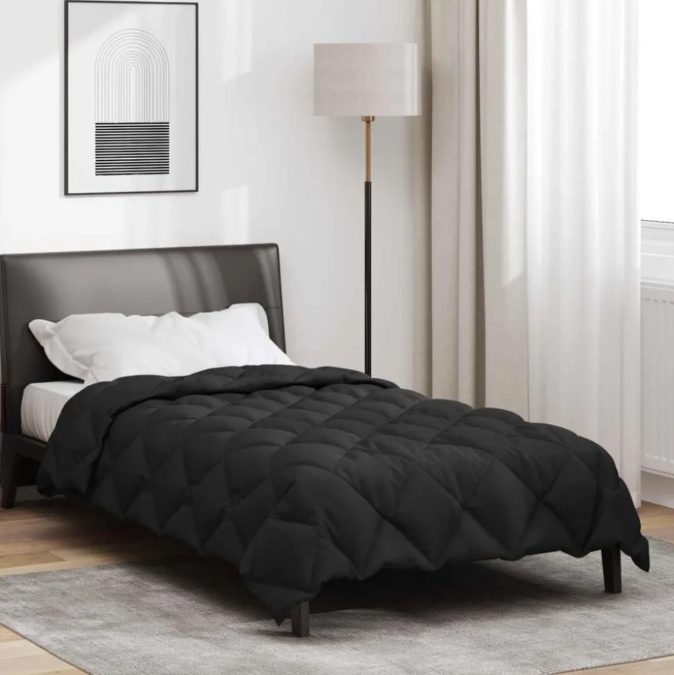 vidaXL Winter Dekbed Zwart 135 x 200 cm Microfiber