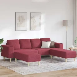 vidaXL Woonkamer Bank 3 pcs Wijnrood 250 x 188 x 76 cm Polyester