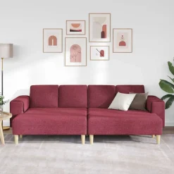 vidaXL Woonkamer Bank 3 pcs Wijnrood 250 x 188 x 76 cm Polyester