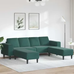 vidaXL Woonkamer Bank 3 pcs Donkergroen 250 x 188 x 76 cm