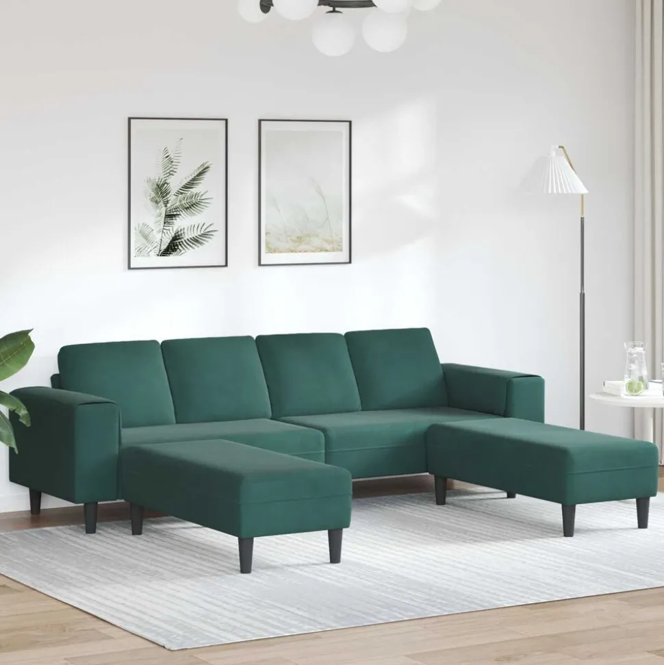 vidaXL Woonkamer Bank 3 pcs Donkergroen 250 x 188 x 76 cm