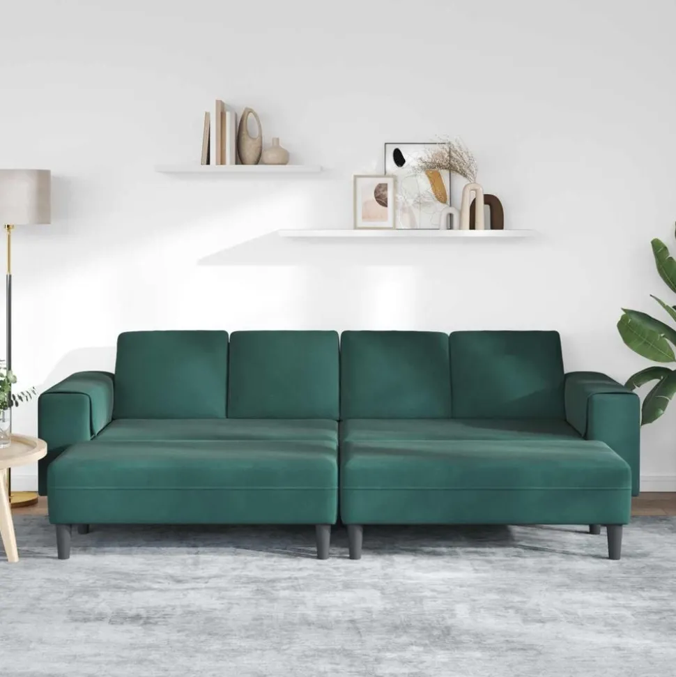 vidaXL Woonkamer Bank 3 pcs Donkergroen 250 x 188 x 76 cm