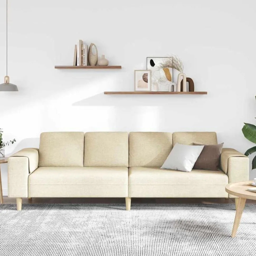vidaXL Woonkamer Bank Crème 250 x 77 x 76 cm Polyester