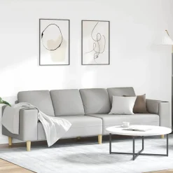 vidaXL Woonkamer Bank Wolkengrijs 250 x 77 x 76 cm Polyester
