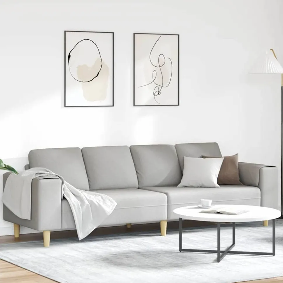 vidaXL Woonkamer Bank Wolkengrijs 250 x 77 x 76 cm Polyester