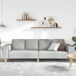 vidaXL Woonkamer Bank Wolkengrijs 250 x 77 x 76 cm Polyester