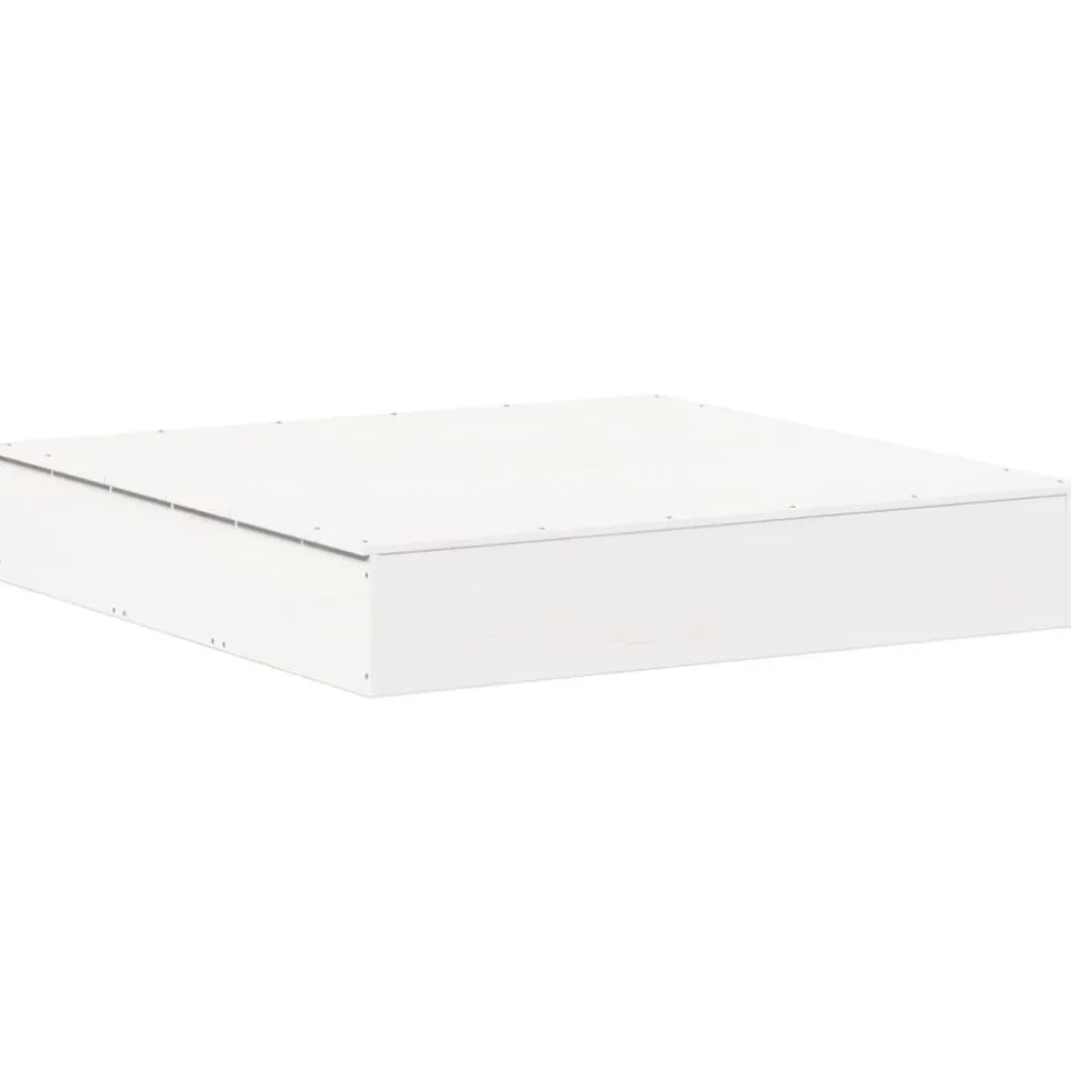 vidaXL Zandbak met deksel 111x111x19,5 cm massief grenenhout wit