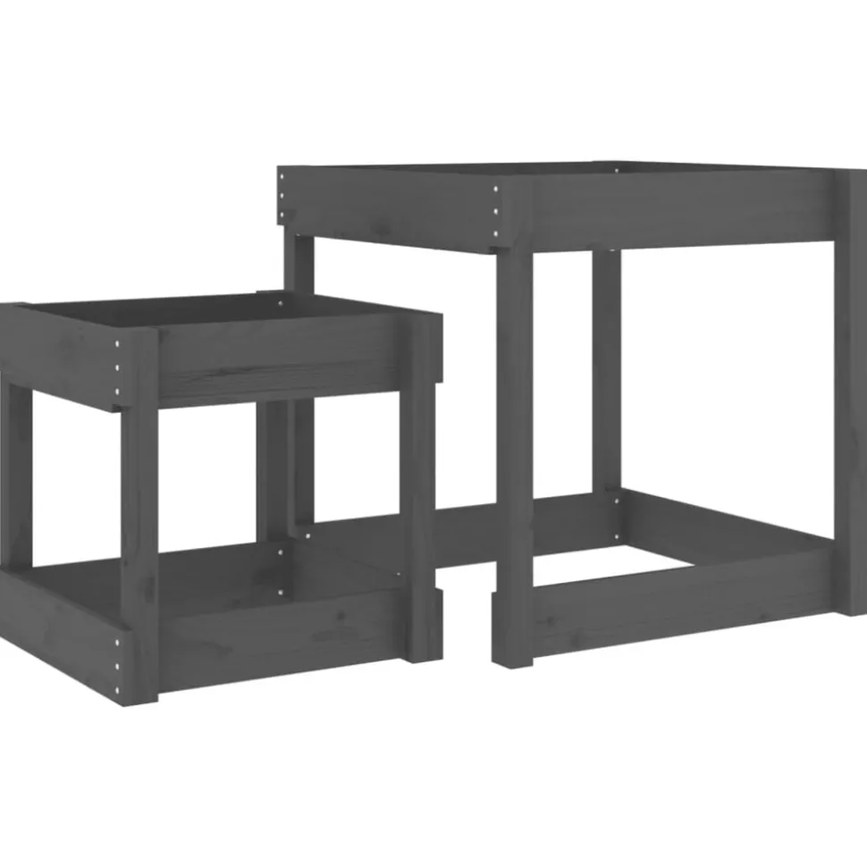vidaXL Zandtafels 2 st massief grenenhout grijs