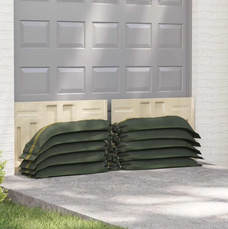 vidaXL Zandzakken 10 pcs Donkergroen 100 x 25 cm HDPE