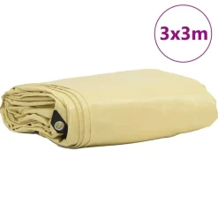 vidaXL Zeil 650g / m² Beige 3 x 3 m Canvas met PVC-coating