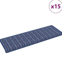 vidaXL Zelfklevende Trapmatten Gestreept 15 pcs Blauw 65 x 21 x 4 cm