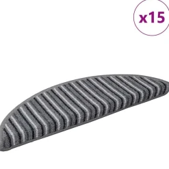 vidaXL Zelfklevende Trapmatten 15 pcs Grijs 56 x 17 x 3 cm
