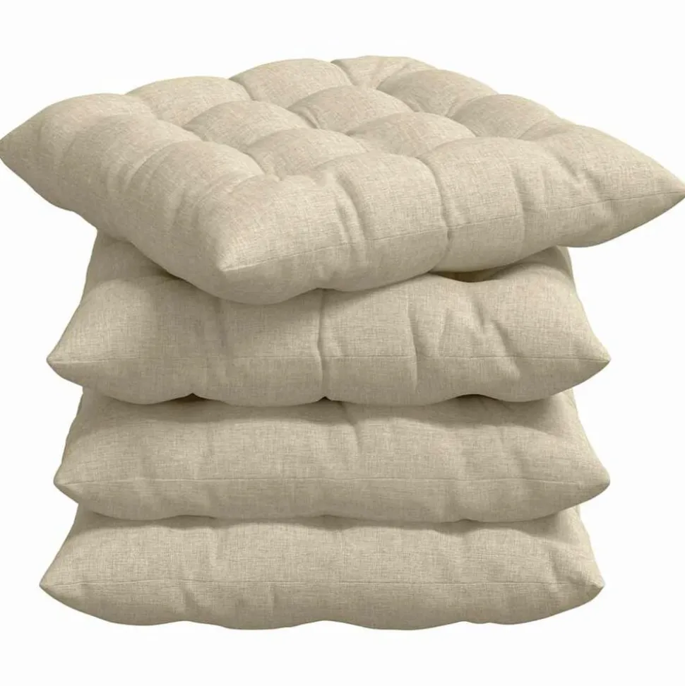 vidaXL Zitkussens 4 pcs Crème 40 x 40 x 6 cm Stof