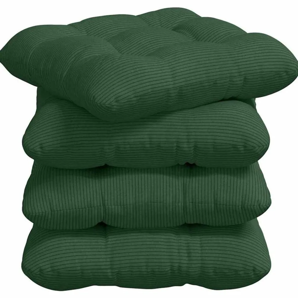 vidaXL Zitkussens 4 pcs Donkergroen 40 x 40 cm Katoen Stof