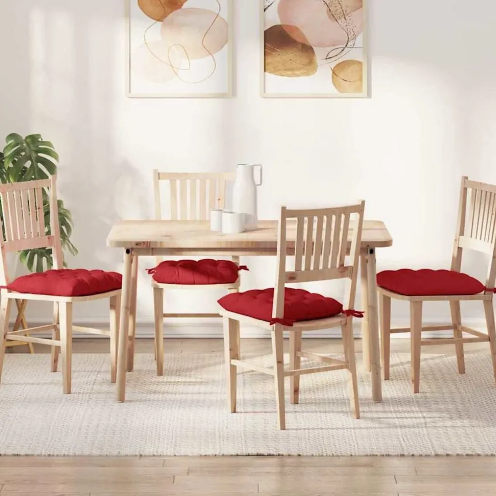 vidaXL Zitkussens 4 pcs Rood 40 x 40 x 6 cm Stof