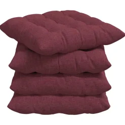 vidaXL Zitkussens 4 pcs Wijnrood 40 x 40 x 6 cm Stof