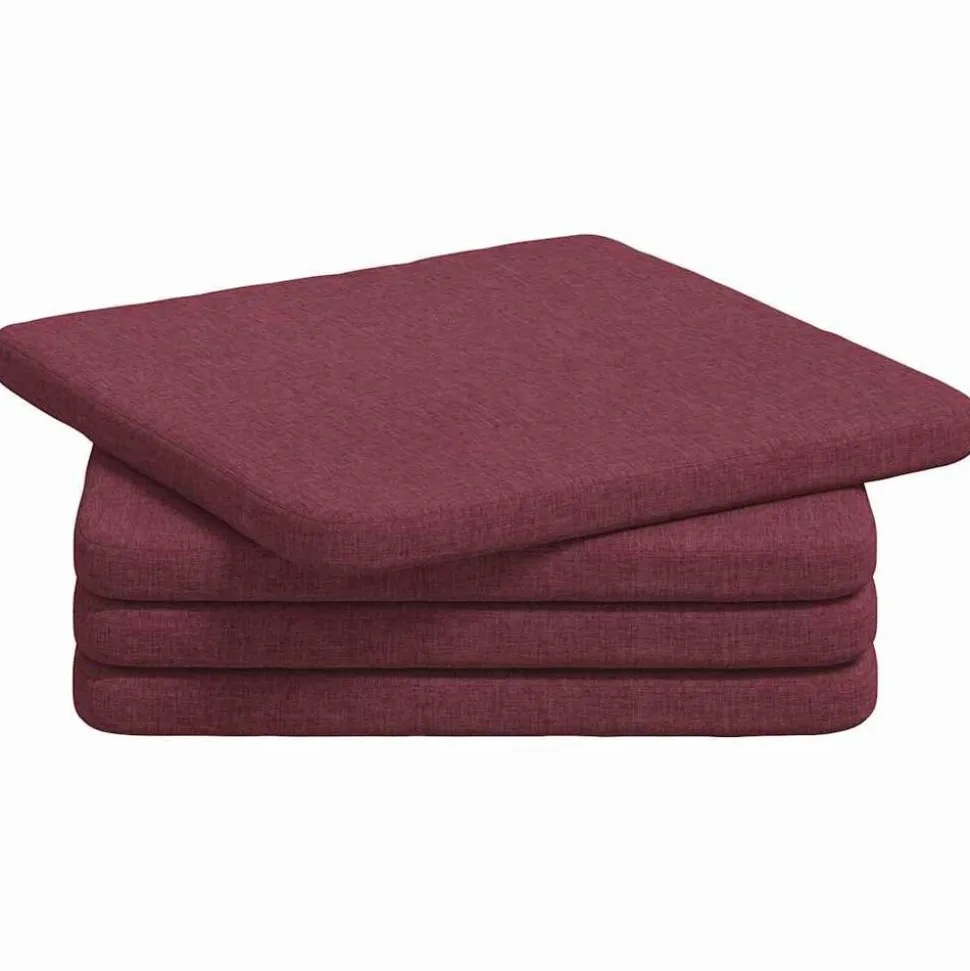 vidaXL Zitkussens 4 pcs Wijnrood 40 x 40 x 3 cm Stof