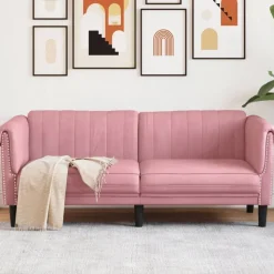 vidaXL 2-zitsbank fluweel roze