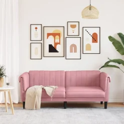 vidaXL 2-zitsbank fluweel roze