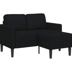 vidaXL 2-zitsbank met ligchaise L-vormig 125 cm stof zwart